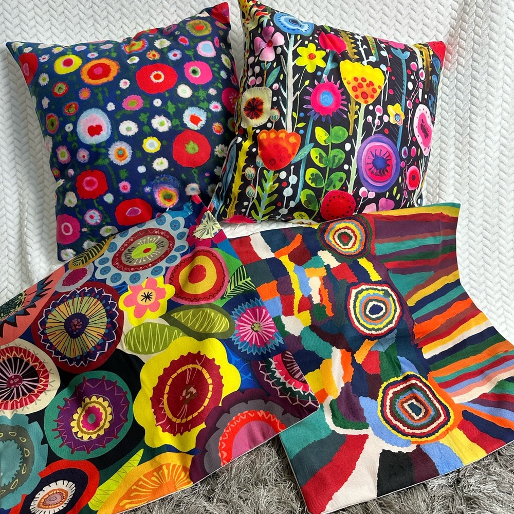 4 Beautiful Throw Pillow Covers - brightly colored.